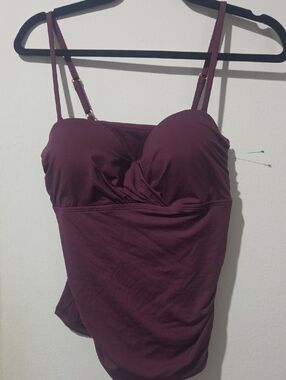 Women’s Burgundy Cami Swim Tankini Top